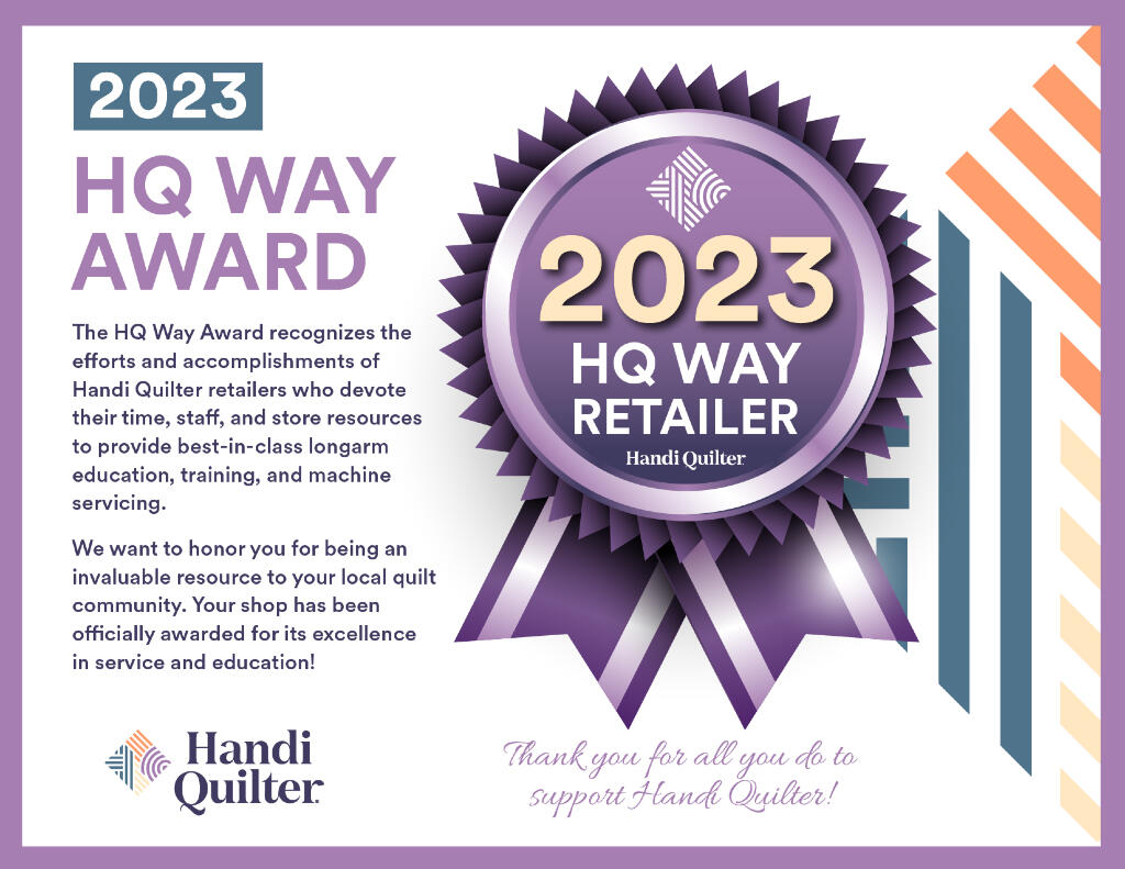 HQ Way Award winner Handi Quilter customer committed at Heartfelt