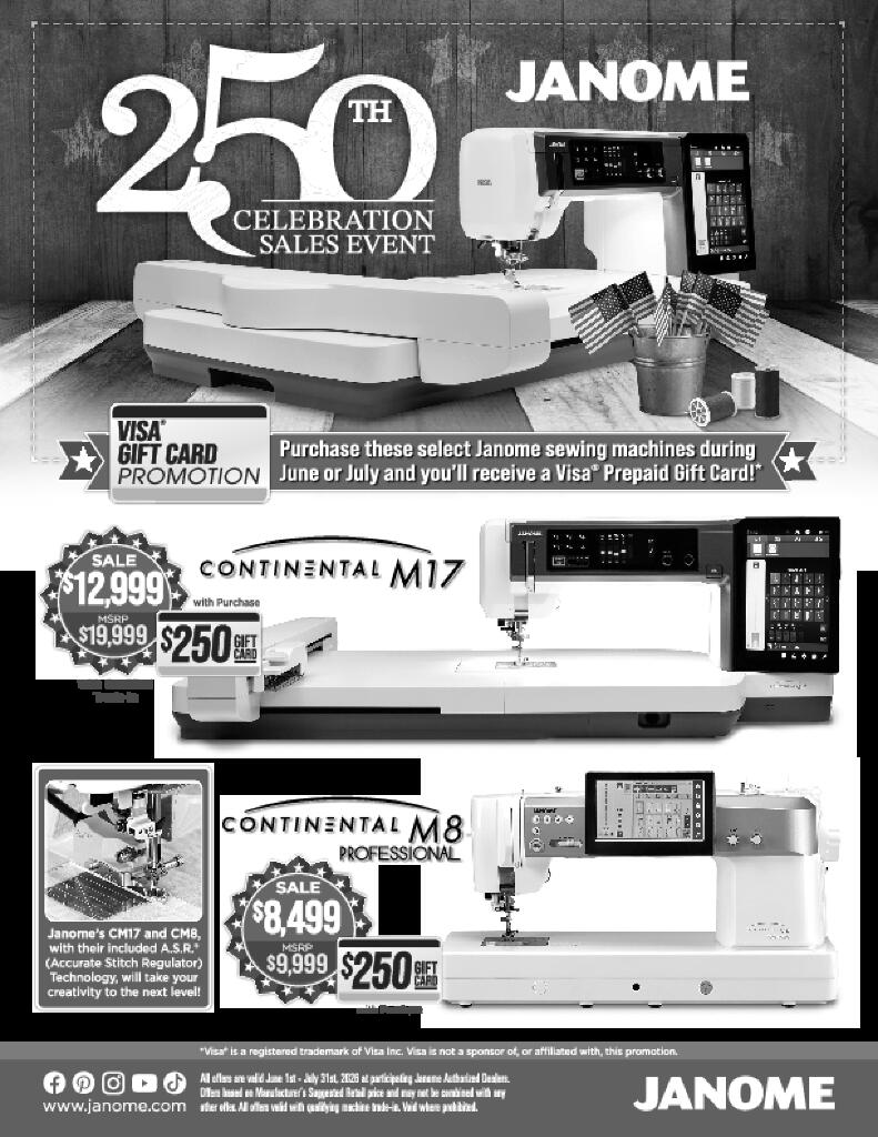 Janome CM17 America 250 Sale Heartfelt Quilting and Sewing